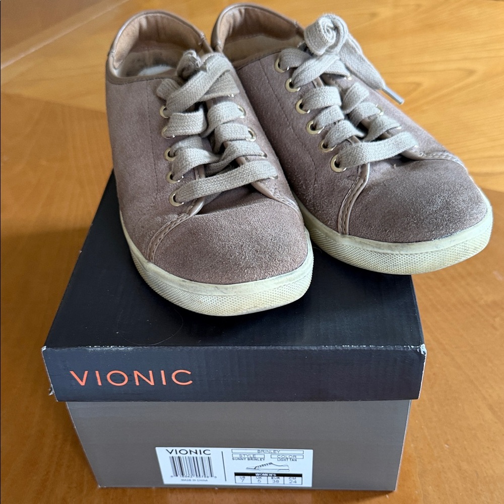 Vionic Light Tan Suede Casual Shoes
